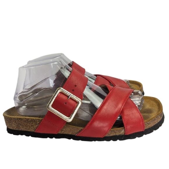 Naot Red Leather Strappy Footbed Sandals Womens 40 EU 9 US - Picture 3 of 7